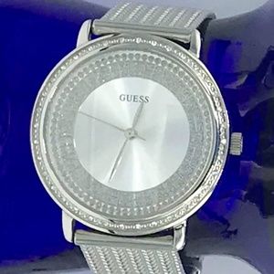 Guess Women’s Silver Tone Watch With Rhinestones